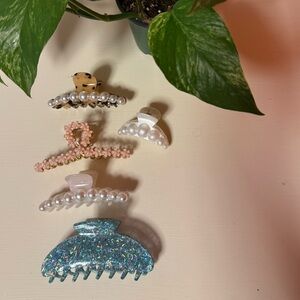 Elegant Hair Clip Set - Blue, Pink, White